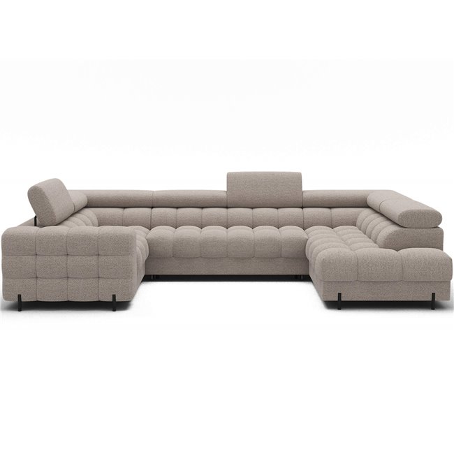 U-shaped sofa Efectory R, sleeping function, Royal 18, boucle, beige, H93x346x205cm