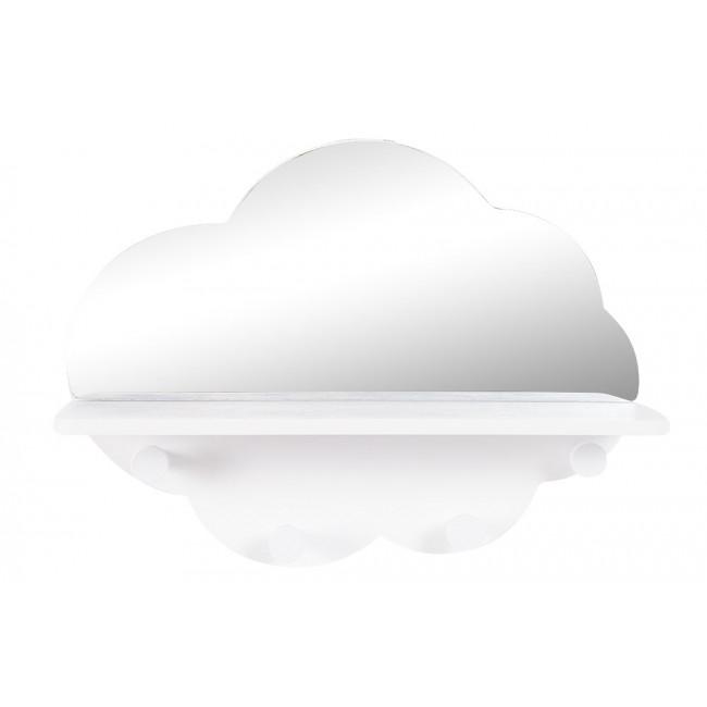 Вешалка с зеркалом Cloud, белая, H29x11x38cm