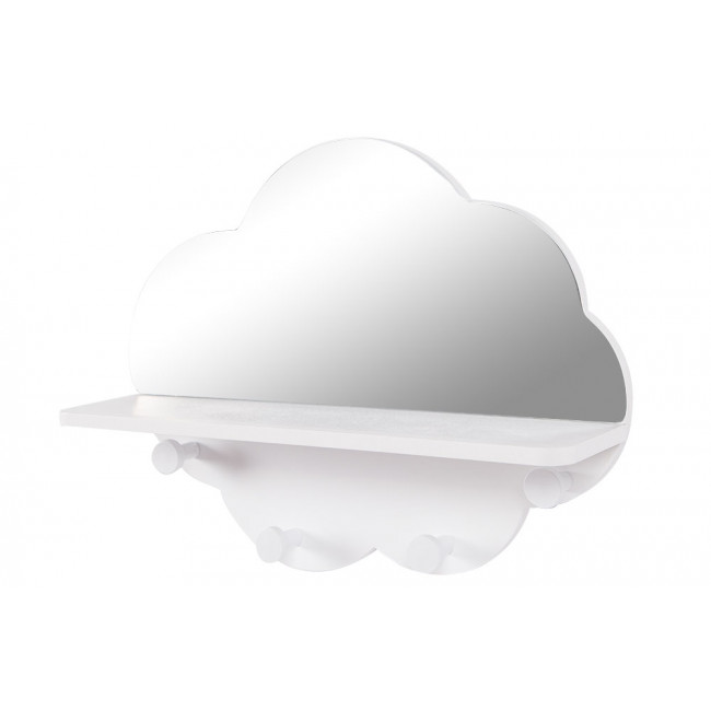 Hook with mirror Cloud, white, H29x11x38cm
