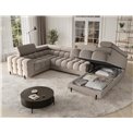 U-shaped sofa Efectory R, sleeping function, Sola 18, beige, H93x346x205cm