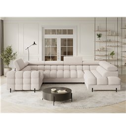 U-shaped sofa Efectory R, sleeping function, Baffix 20, beige, H93x346x205cm