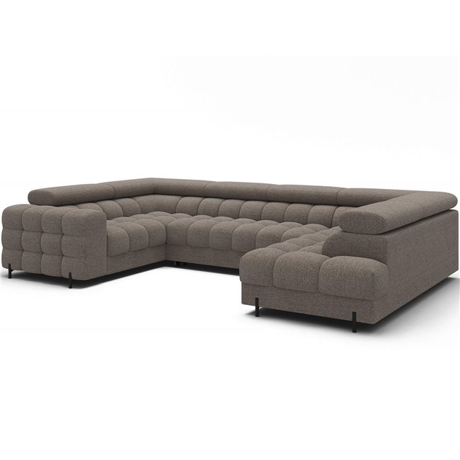 U-shaped sofa Efectory R, sleeping function, Royal 20, boucle, brown, H93x346x205cm