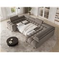 U-shaped sofa Efectory R, sleeping function, Royal 20, boucle, brown, H93x346x205cm