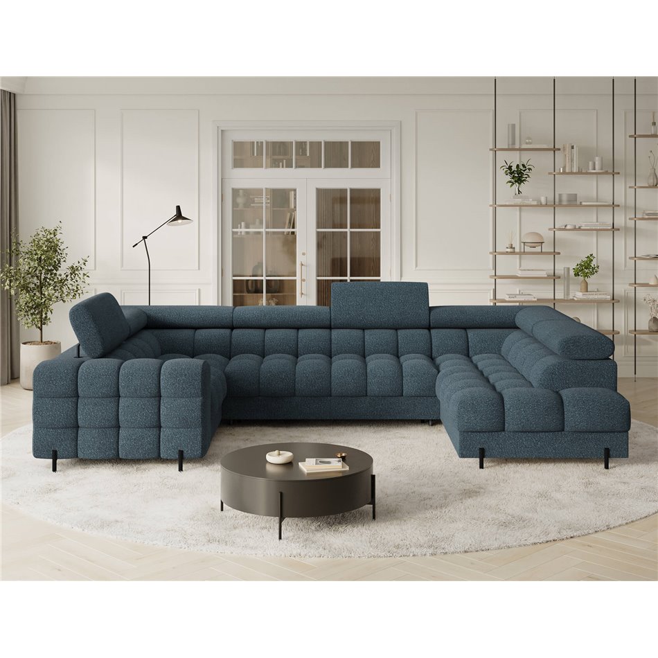 U-shaped sofa Efectory R, sleeping function, Jaffray 40, blue, H93x346x205cm