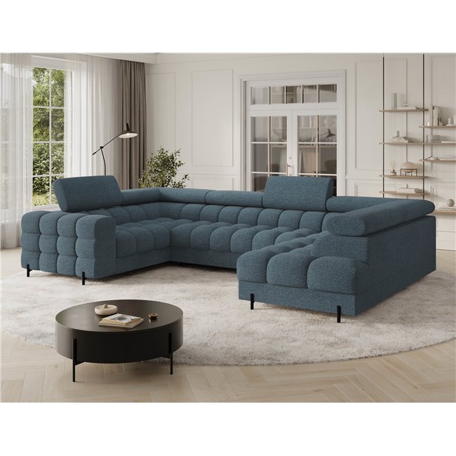 U-shaped sofa Efectory R, sleeping function, Jaffray 40, blue, H93x346x205cm