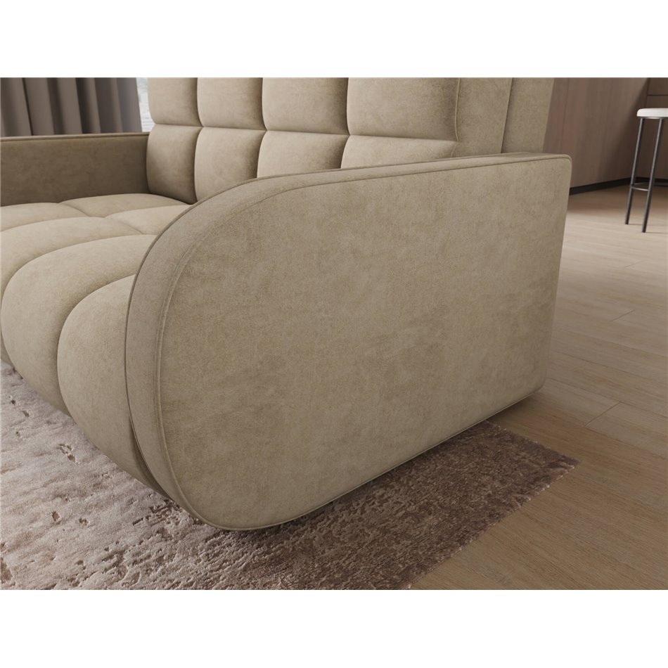 Диван-кровать Eldeverio 3-местный, раздвижной, Aura 18, бархат, бежевый, H83x154x103cm