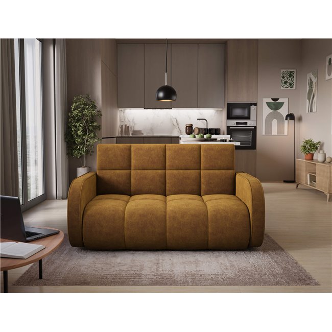 Диван-кровать Eldeverio 3-местный, раздвижной, Aura 45, бархат, желтый, H83x154x103cm