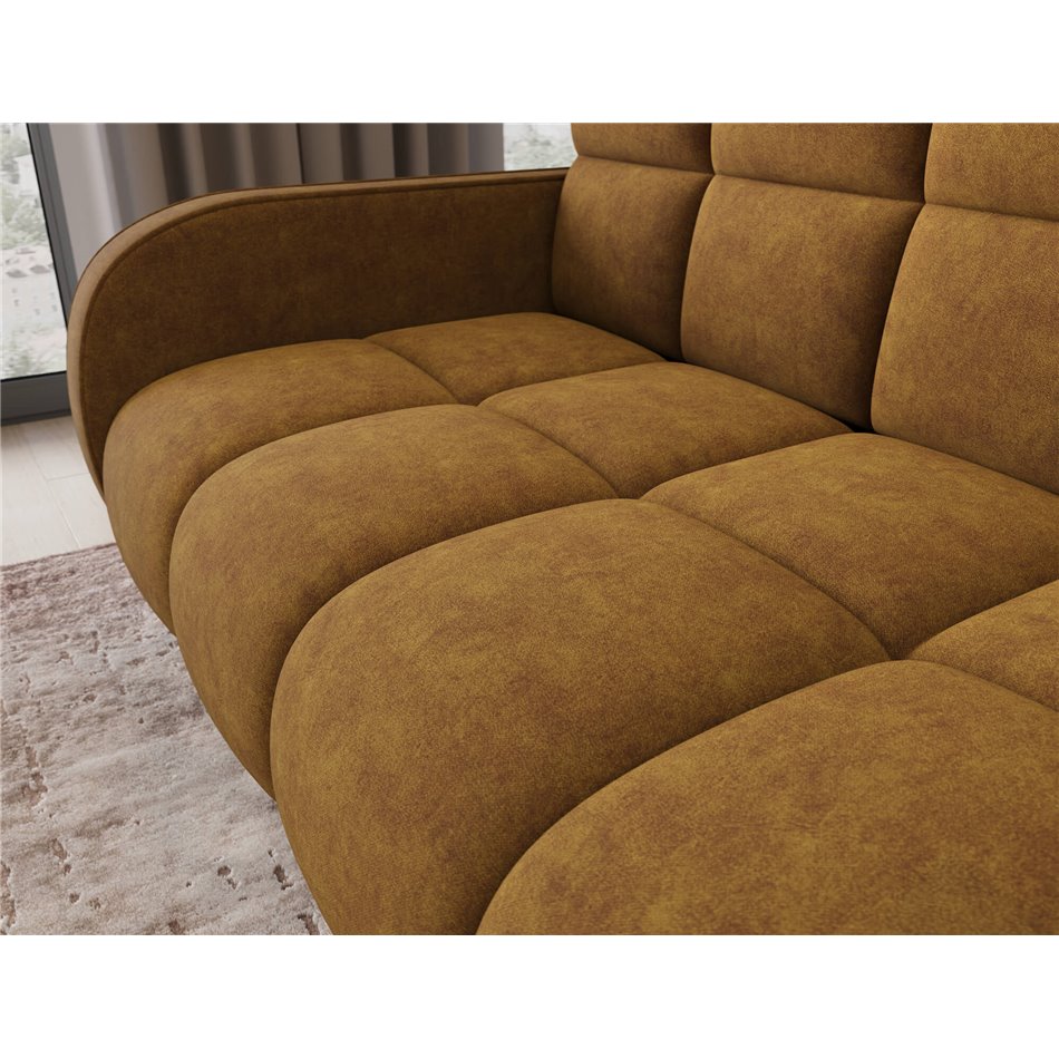 Диван-кровать Eldeverio 3-местный, раздвижной, Aura 45, бархат, желтый, H83x154x103cm