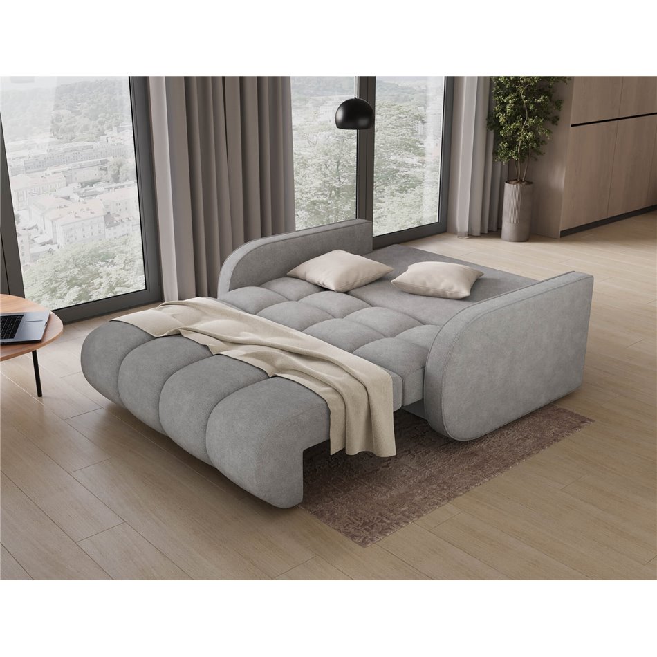 Sofa bed Eldeverio 3-seater, sleeping function, Poco 03, light grey, H83x154x103cm