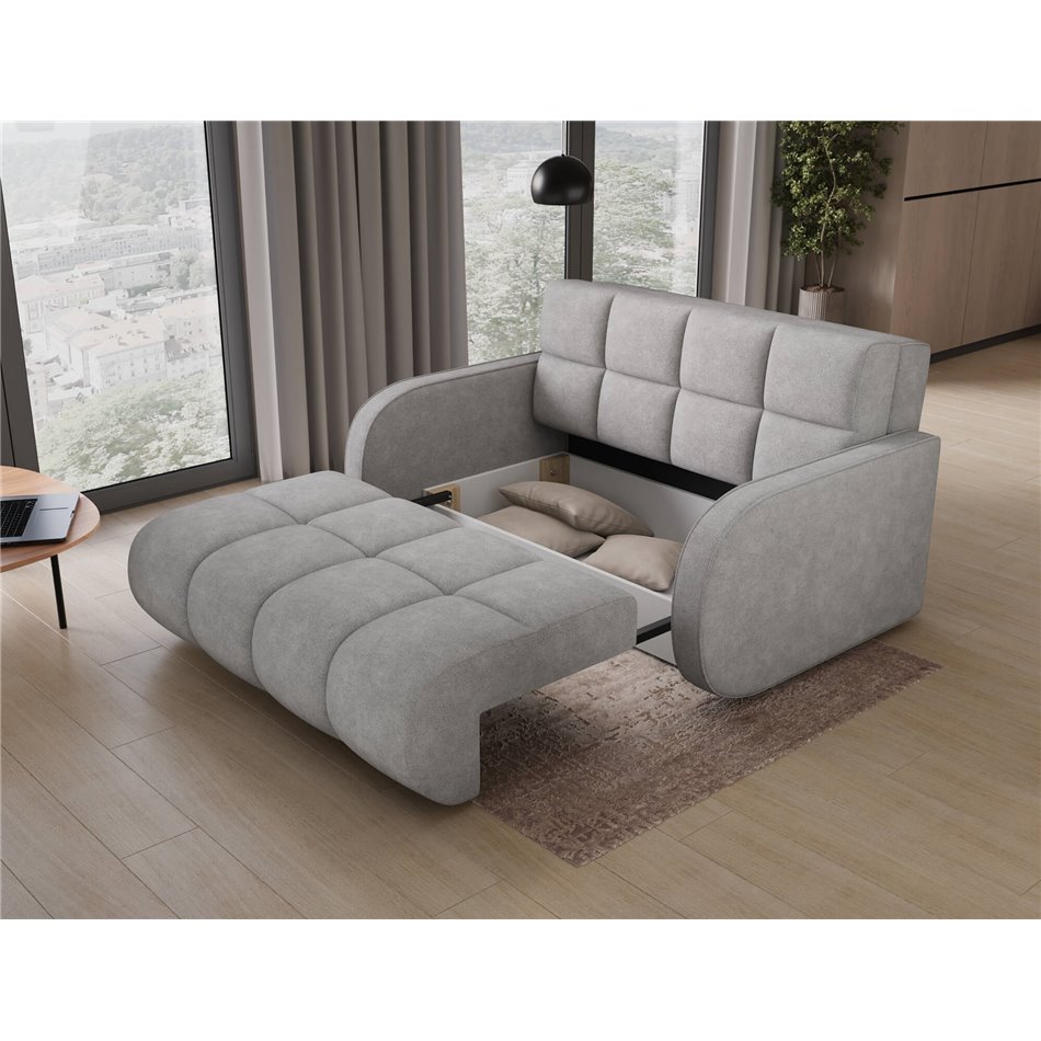 Sofa bed Eldeverio 3-seater, sleeping function, Poco 03, light grey, H83x154x103cm