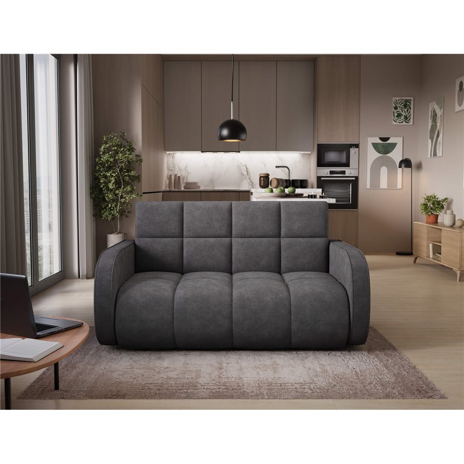 Sofa bed Eldeverio 3-seater, sleeping function, Poco 04, dark grey, H83x154x103cm