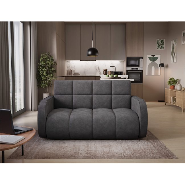 Sofa bed Eldeverio 3-seater, sleeping function, Poco 04, dark grey, H83x154x103cm