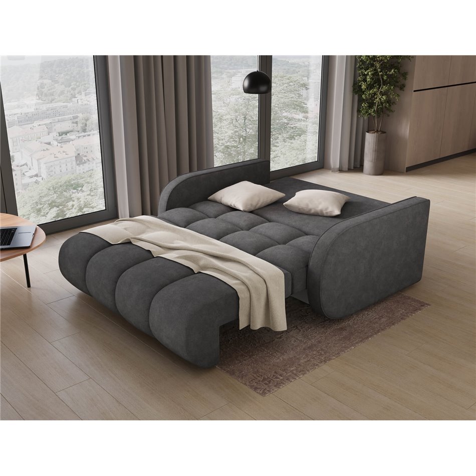 Sofa bed Eldeverio 3-seater, sleeping function, Poco 04, dark grey, H83x154x103cm