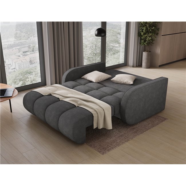 Sofa bed Eldeverio 3-seater, sleeping function, Poco 04, dark grey, H83x154x103cm