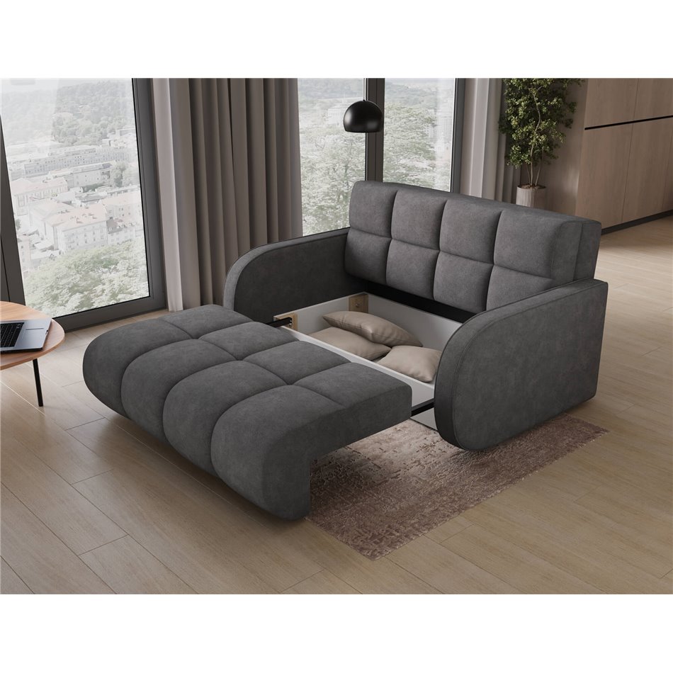 Sofa bed Eldeverio 3-seater, sleeping function, Poco 04, dark grey, H83x154x103cm