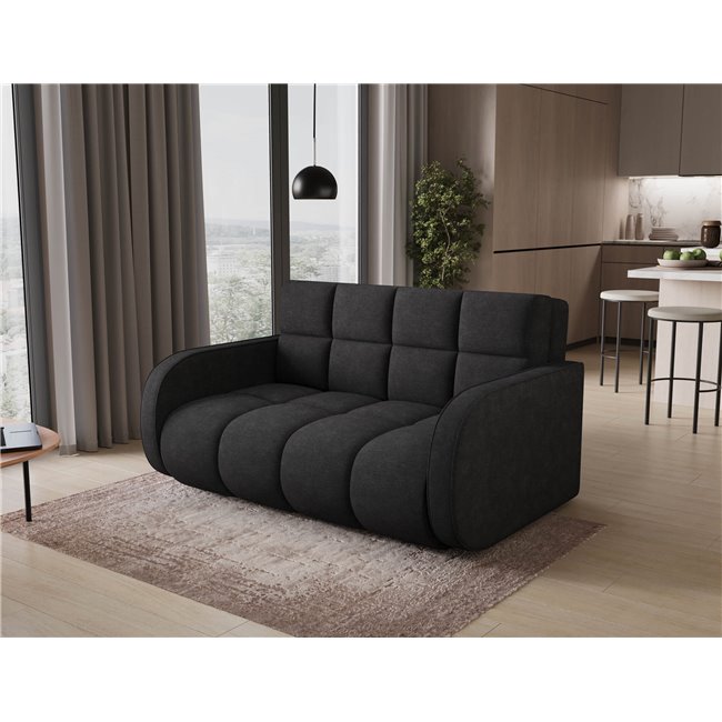 Sofa bed Eldeverio 3-seater, sleeping function, Poco 10, black, H83x154x103cm