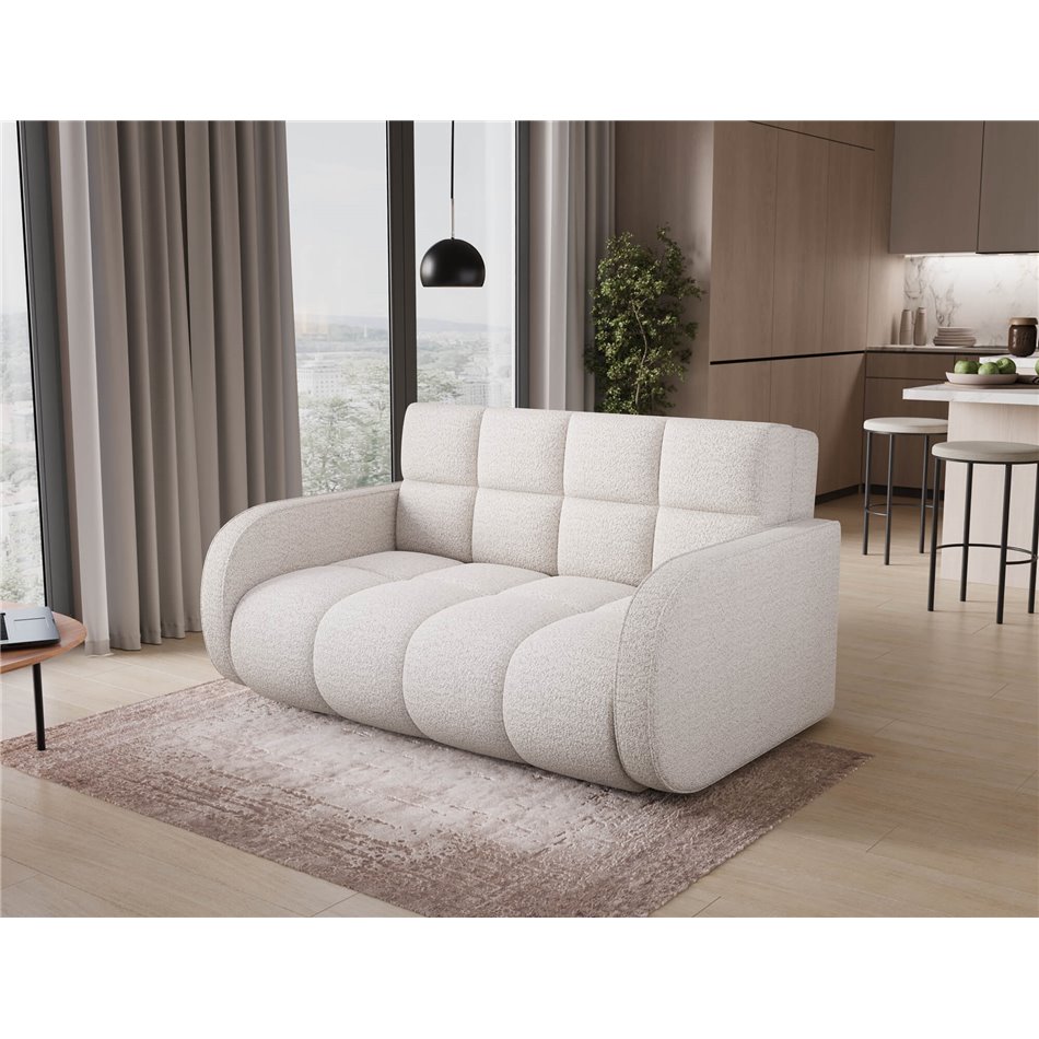 Диван-кровать Eldeverio 3-местный, раздвижной, Royal 01, букле, белый, H83x154x103cm