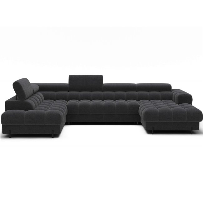 U-shaped sofa Elferaria L, sleeping function, Royal 05, boucle, dark grey, H93x358x202cm