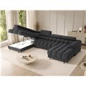 U-shaped sofa Elferaria L, sleeping function, Royal 05, boucle, dark grey, H93x358x202cm