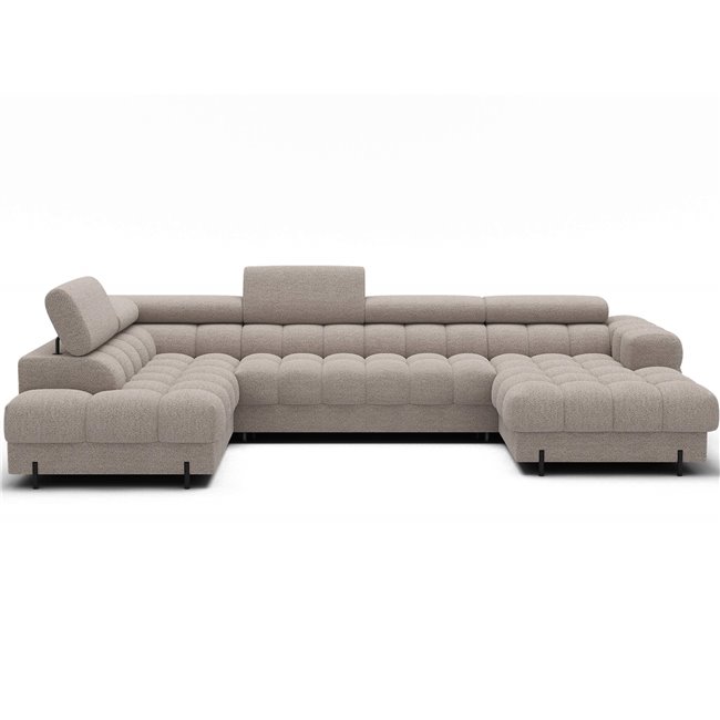 U-shaped sofa Elferaria L, sleeping function, Royal 18, boucle, beige, H93x358x202cm