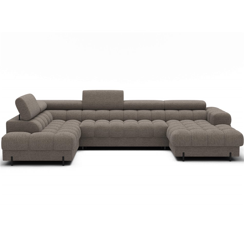 U-shaped sofa Elferaria L, sleeping function, Royal 20, boucle, dark beige, H93x358x202cm