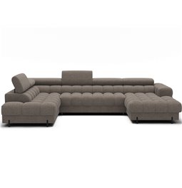 U-shaped sofa Elferaria L, sleeping function, Royal 20, boucle, dark beige, H93x358x202cm