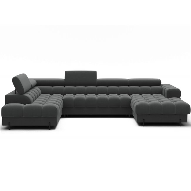 U-shaped sofa Elferaria L, sleeping function, Sola 06, dark grey, H93x358x202cm