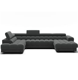 U-shaped sofa Elferaria L, sleeping function, Sola 06, dark grey, H93x358x202cm