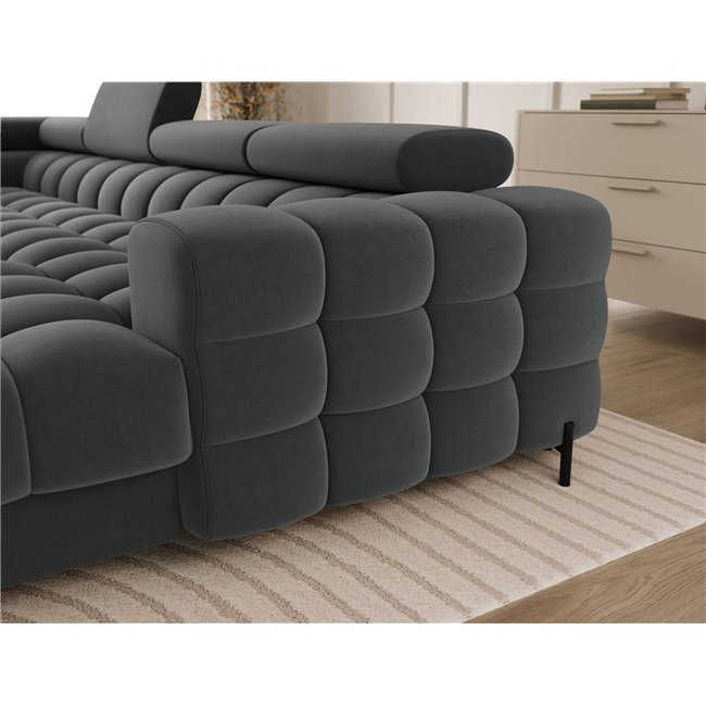 U-shaped sofa Elferaria L, sleeping function, Sola 06, dark grey, H93x358x202cm
