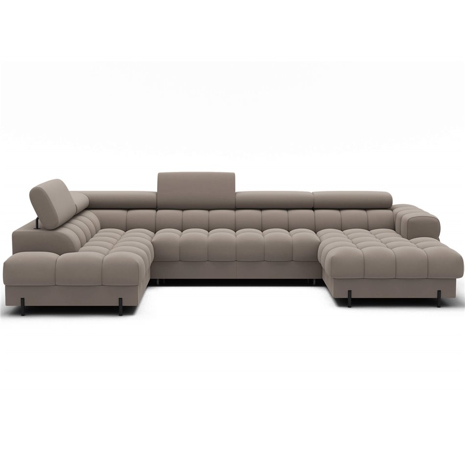 U-shaped sofa Elferaria L, sleeping function, Sola 18, beige, H93x358x202cm