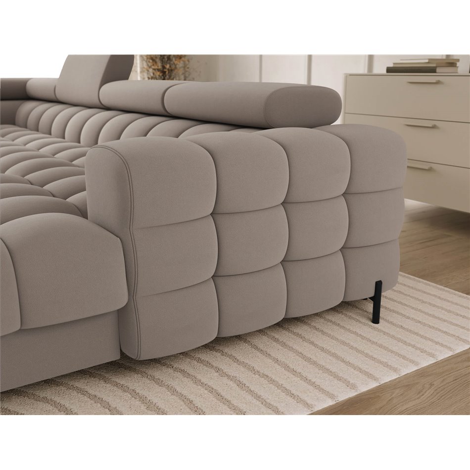 U-shaped sofa Elferaria L, sleeping function, Sola 18, beige, H93x358x202cm