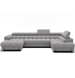 U-shaped sofa Elferaria R, sleeping function, Pellerito 03, grey, H93x358x202cm
