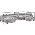 U-shaped sofa Elferaria R, sleeping function, Pellerito 03, grey, H93x358x202cm