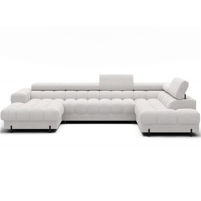 U-shaped sofa Elferaria R, sleeping function, Royal 01, boucle, white, H93x358x202cm