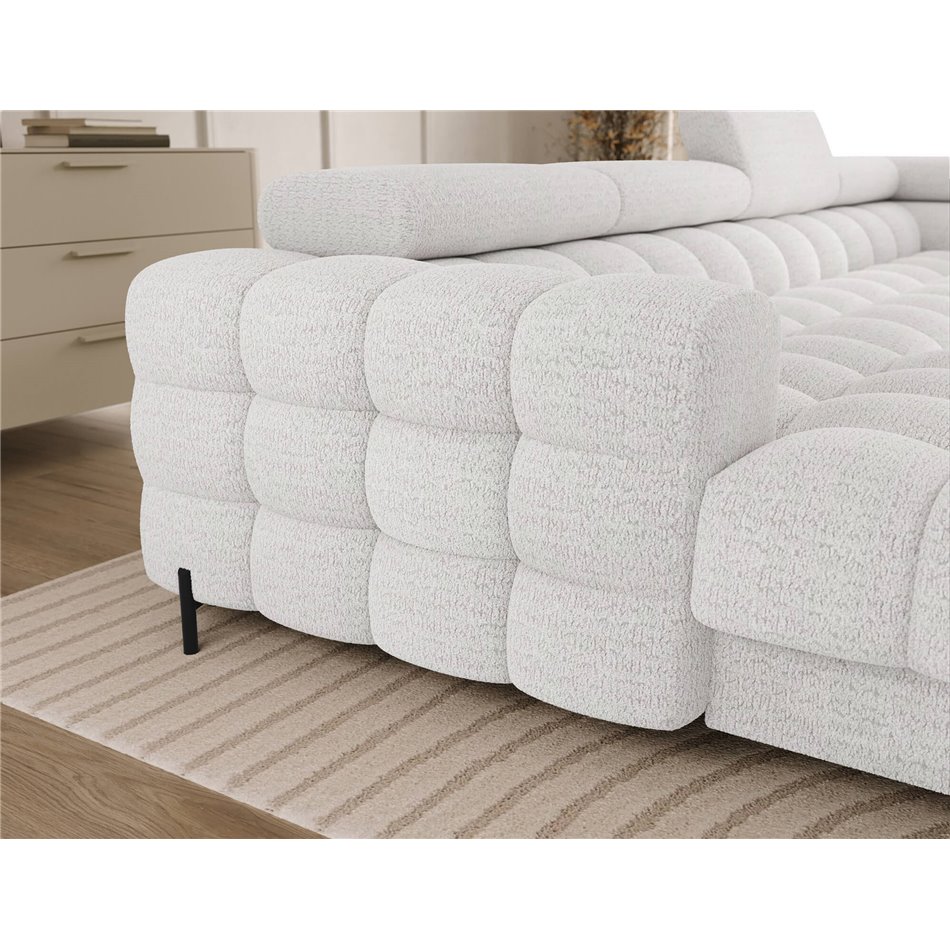 U-shaped sofa Elferaria R, sleeping function, Royal 01, boucle, white, H93x358x202cm