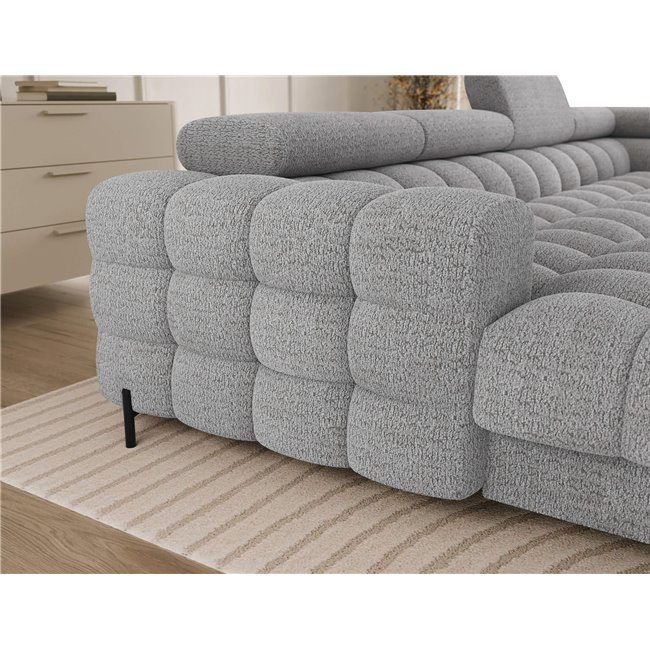 U-shaped sofa Elferaria R, sleeping function, Royal 03, boucle, grey, H93x358x202cm