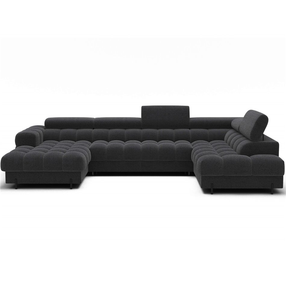 U-shaped sofa Elferaria R, sleeping function, Royal 05, boucle, dark grey, H93x358x202cm