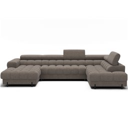 U-shaped sofa Elferaria R, sleeping function, Royal 20, boucle, dark beige, H93x358x202cm