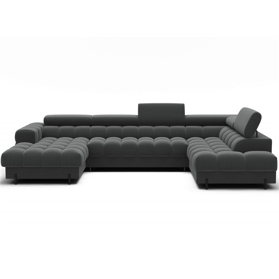 U-shaped sofa Elferaria R, sleeping function, Sola 06, dark grey, H93x358x202cm