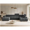 U-shaped sofa Elferaria R, sleeping function, Sola 06, dark grey, H93x358x202cm