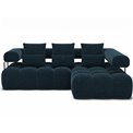 Угловой диван Elevvi R, раздвижной, Manhattan 40, бархат, синий, H102x260x184cm
