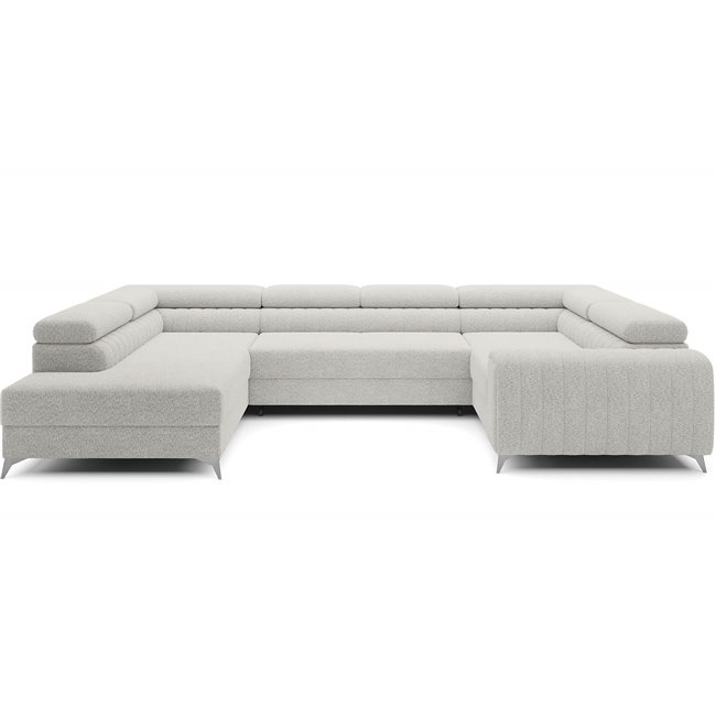 U-shaped sofa Eluis L, sleeping function, Royal 01, boucle, white, H92x347x202cm