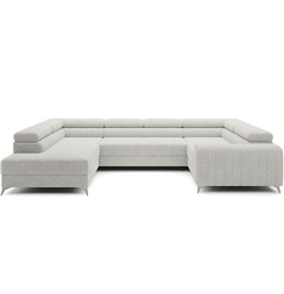 U-shaped sofa Eluis L, sleeping function, Royal 01, boucle, white, H92x347x202cm