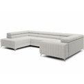 U-shaped sofa Eluis L, sleeping function, Royal 01, boucle, white, H92x347x202cm