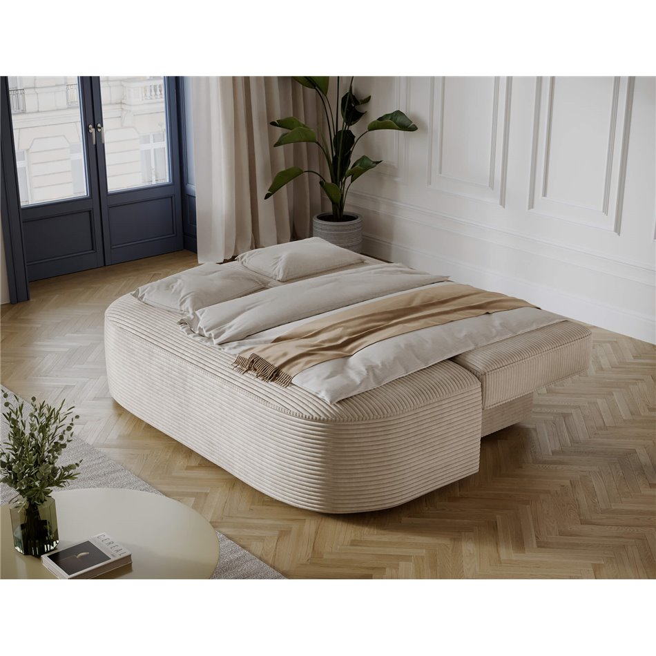 Sofa bed Eliana, sleeping function, Jarell 18, corduroy, beige, H93x193x96cm