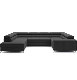 U-shaped sofa Eluis L, sleeping function, Sawana 14, black, H92x347x202cm