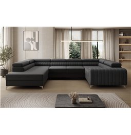 U-shaped sofa Eluis L, sleeping function, Sawana 14, black, H92x347x202cm
