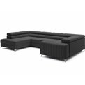U-shaped sofa Eluis L, sleeping function, Sawana 14, black, H92x347x202cm