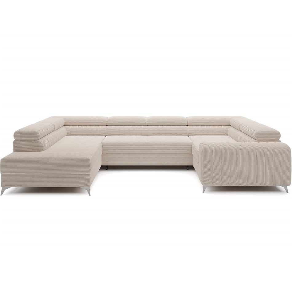 U-shaped sofa Eluis L, sleeping function, Jarell 18, corduroy, beige, H92x347x202cm