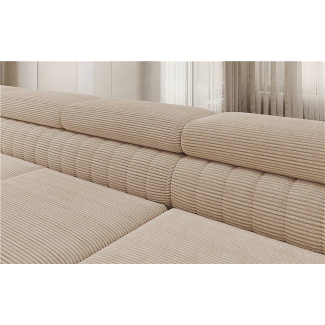 U-shaped sofa Eluis L, sleeping function, Jarell 18, corduroy, beige, H92x347x202cm